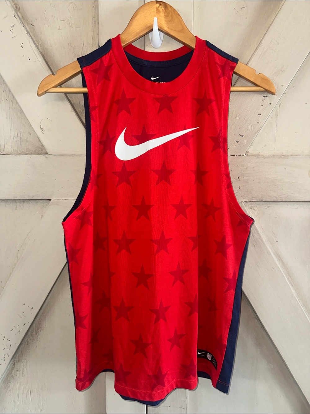 Nike USA Soccer Dri-FIT Sleeveless Tank Top Men's Small Red Navy Athletic